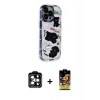 MARSİLYAN™- iPhone 14 Pro Max Kılıf Ahenk Modern Serisi - Siyah Buffer Cam Ekran Koruyucu + Turuncu PVD Metal Kamera Lens
