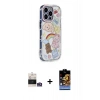 MARSİLYAN™- iPhone 14 Pro Max Kılıf Ahenk Modern Serisi - Siyah Buffer Hayalet Cam Ekran Koruyucu + Gümüş Bilvis Titan Kamera Lens