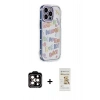 MARSİLYAN™- iPhone 14 Pro Max Kılıf Ahenk Modern Serisi - Siyah Mat Seramik Nano Ekran Koruyucu + PVD Metal Kamera Lens - TU