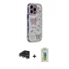 MARSİLYAN™- iPhone 14 Pro Max Kılıf Ahenk Modern Serisi - Siyah Polymer Nano Ekran Koruyucu + Raze Metal Kamera Lens - GS