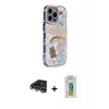 MARSİLYAN™- iPhone 14 Pro Max Kılıf Ahenk Modern Serisi - Siyah Polymer Nano Ekran Koruyucu + Raze Metal Kamera Lens - GS