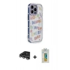 MARSİLYAN™- iPhone 14 Pro Max Kılıf Ahenk Modern Serisi - Siyah Polymer Nano Ekran Koruyucu + Raze Metal Kamera Lens - GS