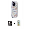 MARSİLYAN™- iPhone 14 Pro Max Kılıf Ahenk Modern Serisi - Siyah Polymer Nano Ekran Koruyucu + PVD Metal Kamera Lens - TU