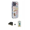 MARSİLYAN™- iPhone 14 Pro Max Kılıf Ahenk Modern Serisi - Siyah Polymer Nano Ekran Koruyucu + Raze Metal Kamera Lens - GD
