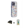 MARSİLYAN™- iPhone 14 Pro Max Kılıf Ahenk Modern Serisi - Siyah Polymer Nano Ekran Koruyucu + Raze Metal Kamera Lens - GD
