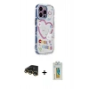 MARSİLYAN™- iPhone 14 Pro Max Kılıf Ahenk Modern Serisi - Siyah Polymer Nano Ekran Koruyucu + Raze Metal Kamera Lens - GD