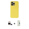 MARSİLYAN™- iPhone 14 Pro Max Kılıf Ahenk Serisi - Şeffaf Pasifik Cam Ekran Koruyucu + Bilvis Titan Kamera Lens - DNMR