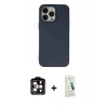 MARSİLYAN™- iPhone 14 Pro Max Kılıf Ahenk Serisi - Şeffaf Pasifik Cam Ekran Koruyucu + PVD Metal Kamera Lens - TU