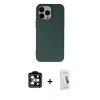MARSİLYAN™- iPhone 14 Pro Max Kılıf Ahenk Serisi - Şeffaf Pasifik Cam Ekran Koruyucu + PVD Metal Kamera Lens - TU