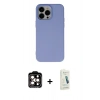 MARSİLYAN™- iPhone 14 Pro Max Kılıf Ahenk Serisi - Şeffaf Pasifik Cam Ekran Koruyucu + PVD Metal Kamera Lens - TU