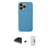 MARSİLYAN™- iPhone 14 Pro Max Kılıf Ahenk Serisi - Şeffaf Pasifik Cam Ekran Koruyucu + Raze Metal Kamera Lens - GS