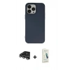 MARSİLYAN™- iPhone 14 Pro Max Kılıf Ahenk Serisi - Şeffaf Pasifik Cam Ekran Koruyucu + Raze Metal Kamera Lens - GS