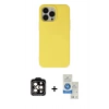 MARSİLYAN™- iPhone 14 Pro Max Kılıf Ahenk Serisi - Şeffaf Royal Nano Ekran Koruyucu + PVD Metal Kamera Lens - TU