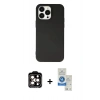 MARSİLYAN™- iPhone 14 Pro Max Kılıf Ahenk Serisi - Şeffaf Royal Nano Ekran Koruyucu + PVD Metal Kamera Lens - TU