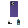 MARSİLYAN™- iPhone 14 Pro Max Kılıf Ahenk Serisi - Siyah 18D Cam Ekran Koruyucu + Bilvis Titan Kamera Lens - GD