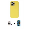 MARSİLYAN™- iPhone 14 Pro Max Kılıf Ahenk Serisi - Siyah 18D Cam Ekran Koruyucu + Bilvis Titan Kamera Lens - GS