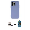 MARSİLYAN™- iPhone 14 Pro Max Kılıf Ahenk Serisi - Siyah 18D Cam Ekran Koruyucu + Derin Mor Bilvis Titan Kamera Lens