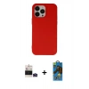MARSİLYAN™- iPhone 14 Pro Max Kılıf Ahenk Serisi - Siyah 18D Cam Ekran Koruyucu + Derin Mor Bilvis Titan Kamera Lens