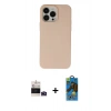 MARSİLYAN™- iPhone 14 Pro Max Kılıf Ahenk Serisi - Siyah 18D Cam Ekran Koruyucu + Derin Mor Bilvis Titan Kamera Lens
