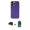 MARSİLYAN™- iPhone 14 Pro Max Kılıf Ahenk Serisi - Siyah 18D Cam Ekran Koruyucu + Raze Metal Kamera Lens - GD