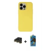 MARSİLYAN™- iPhone 14 Pro Max Kılıf Ahenk Serisi - Siyah 18D Cam Ekran Koruyucu + Raze Metal Kamera Lens - GD