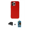 MARSİLYAN™- iPhone 14 Pro Max Kılıf Ahenk Serisi - Siyah 18D Cam Ekran Koruyucu + Raze Metal Kamera Lens - GS