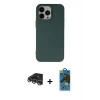MARSİLYAN™- iPhone 14 Pro Max Kılıf Ahenk Serisi - Siyah 18D Cam Ekran Koruyucu + Raze Metal Kamera Lens - GS