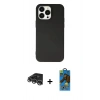 MARSİLYAN™- iPhone 14 Pro Max Kılıf Ahenk Serisi - Siyah 18D Cam Ekran Koruyucu + Raze Metal Kamera Lens - GS