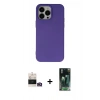 MARSİLYAN™- iPhone 14 Pro Max Kılıf Ahenk Serisi - Siyah 360 Mat Full Body Arka Koruyucu + Bilvis Titan Kamera Lens - GD