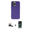 MARSİLYAN™- iPhone 14 Pro Max Kılıf Ahenk Serisi - Siyah 360 Mat Full Body Arka Koruyucu + Bilvis Titan Kamera Lens - GS
