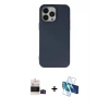 MARSİLYAN™- iPhone 14 Pro Max Kılıf Ahenk Serisi - Siyah 3D Antistatik Cam Ekran Koruyucu + Bilvis Titan Kamera Lens - SH