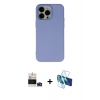 MARSİLYAN™- iPhone 14 Pro Max Kılıf Ahenk Serisi - Siyah 3D Antistatik Cam Ekran Koruyucu + Bilvis Titan Kamera Lens - DNMR