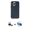 MARSİLYAN™- iPhone 14 Pro Max Kılıf Ahenk Serisi - Siyah 3D Antistatik Cam Ekran Koruyucu + Bilvis Titan Kamera Lens - DNMR