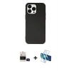 MARSİLYAN™- iPhone 14 Pro Max Kılıf Ahenk Serisi - Siyah 3D Antistatik Cam Ekran Koruyucu + Bilvis Titan Kamera Lens - SH