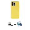 MARSİLYAN™- iPhone 14 Pro Max Kılıf Ahenk Serisi - Siyah 3D Antistatik Cam Ekran Koruyucu + Bilvis Titan Kamera Lens - GD
