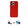 MARSİLYAN™- iPhone 14 Pro Max Kılıf Ahenk Serisi - Siyah 3D Antistatik Cam Ekran Koruyucu + Gold Bilvis Titan Kamera Lens
