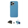 MARSİLYAN™- iPhone 14 Pro Max Kılıf Ahenk Serisi - Siyah 3D Antistatik Cam Ekran Koruyucu + Gold Raze Metal Kamera Lens
