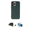 MARSİLYAN™- iPhone 14 Pro Max Kılıf Ahenk Serisi - Siyah 3D Antistatik Cam Ekran Koruyucu + Gold Raze Metal Kamera Lens