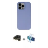 MARSİLYAN™- iPhone 14 Pro Max Kılıf Ahenk Serisi - Siyah 3D Antistatik Cam Ekran Koruyucu + Gold Raze Metal Kamera Lens