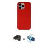 MARSİLYAN™- iPhone 14 Pro Max Kılıf Ahenk Serisi - Siyah 3D Antistatik Cam Ekran Koruyucu + Gold Raze Metal Kamera Lens