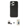 MARSİLYAN™- iPhone 14 Pro Max Kılıf Ahenk Serisi - Siyah 6D Mat Seramik Hayalet Nano Ekran Koruyucu + Bilvis Titan Kamera Lens - GD