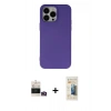 MARSİLYAN™- iPhone 14 Pro Max Kılıf Ahenk Serisi - Siyah 6D Mat Seramik Hayalet Nano Ekran Koruyucu + Bilvis Titan Kamera Lens - GD