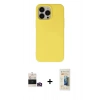 MARSİLYAN™- iPhone 14 Pro Max Kılıf Ahenk Serisi - Siyah 6D Mat Seramik Hayalet Nano Ekran Koruyucu + Bilvis Titan Kamera Lens - GD
