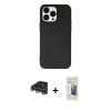 MARSİLYAN™- iPhone 14 Pro Max Kılıf Ahenk Serisi - Siyah 6D Mat Seramik Hayalet Nano Ekran Koruyucu + Raze Metal Kamera Lens - GS