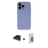 MARSİLYAN™- iPhone 14 Pro Max Kılıf Ahenk Serisi - Siyah 6D Mat Seramik Hayalet Nano Ekran Koruyucu + Raze Metal Kamera Lens - GS