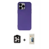 MARSİLYAN™- iPhone 14 Pro Max Kılıf Ahenk Serisi - Siyah 6D Mat Seramik Hayalet Nano Ekran Koruyucu + PVD Metal Kamera Lens - TU