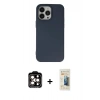 MARSİLYAN™- iPhone 14 Pro Max Kılıf Ahenk Serisi - Siyah 6D Mat Seramik Hayalet Nano Ekran Koruyucu + PVD Metal Kamera Lens - TU
