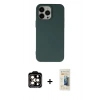 MARSİLYAN™- iPhone 14 Pro Max Kılıf Ahenk Serisi - Siyah 6D Mat Seramik Hayalet Nano Ekran Koruyucu + PVD Metal Kamera Lens - TU