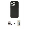 MARSİLYAN™- iPhone 14 Pro Max Kılıf Ahenk Serisi - Siyah 6D Mat Seramik Hayalet Nano Ekran Koruyucu + Bilvis Titan Kamera Lens - SH