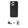 MARSİLYAN™- iPhone 14 Pro Max Kılıf Ahenk Serisi - Siyah Bilvis 3D Mat Cam Ekran Koruyucu + Bilvis Titan Kamera Lens - GS